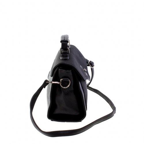 Стильная женская сумочка через плечо Mechel_Fols из эко-кожи черного цвета.