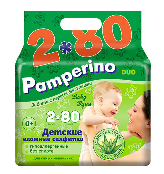 Pamperino DUO №80 * 2 детские влажные салфетки