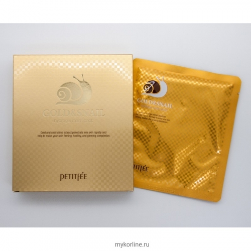 Petitfee Gold & Snail Hydrogel Mask Pack 5ea in 1 - Гидрогелевая маска с золотом и экстрактом слизи улитки (5 шт. в упаковке)