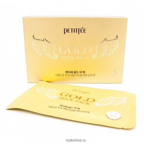 Petitfee Gold Neck Pack - Омолаживающие гидрогелевые патчи для шеи 5 шт. в упаковке