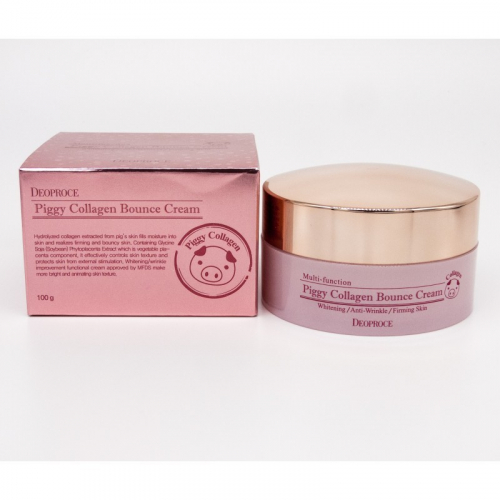Deoproce Piggy Collagen Bounce Cream 100g - Омолаживающий крем на основе свиного коллагена 100г