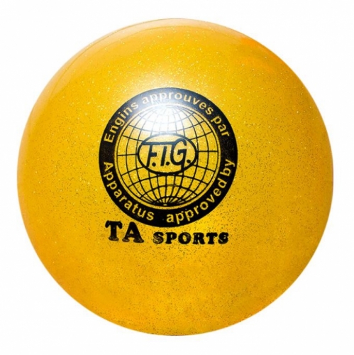 Е133Жёлт Мяч жёлтый с БЛЁСТКАМИ, d 15 см, силикон для художественной гимнастики,профессиональный