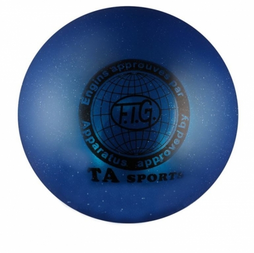 Е133Син Мяч синий с БЛЁСТКАМИ, d 15 см, силикон для художественной гимнастики,профессиональный