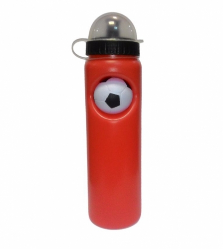 Бутылочка для воды 0,75 л., красная, пластиковая, удобна при занятиях фитнесом и болельщиков.