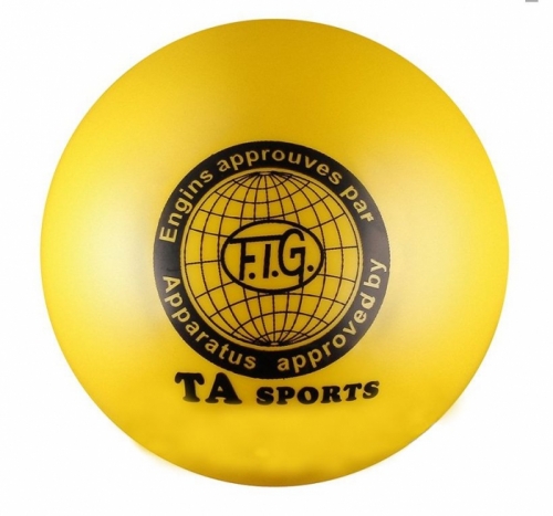 Е089ВЖел Мяч желтый, 15см, для художественной гимнастики, силикон, профессиональный