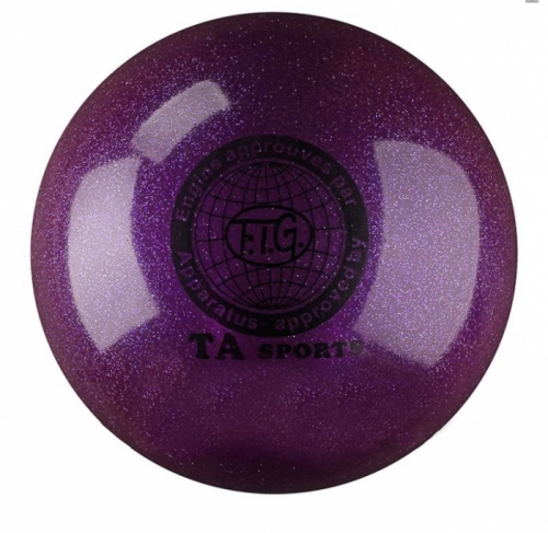 Е133Фиол Мяч фиолетовый с БЛЁСТКАМИ, d 15 см, силикон для художественной гимнастики,профессиональный