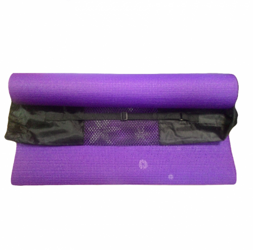 Е140Фиол Коврик для Йоги и фитнеса фиолетовый с цветами,3мм, спец. пористая поверхность, в чехле