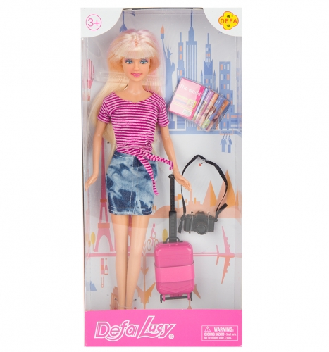 DEFA, ИГРУШКА - кукла в наборе, с чемоданом, с акс, (26 см), (в асс)
