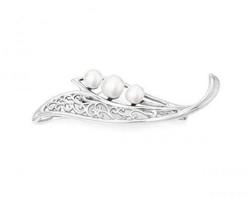 Брошь из серебра жемчуг swarovski, Б035