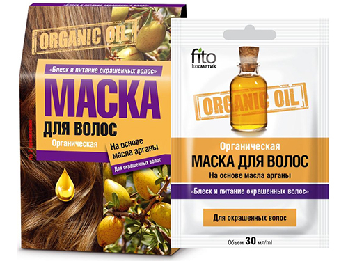 Фитокосметик. Organic Oil. Маска для волос органическая Блеск и питание окрашенных волос 3*30 мл.