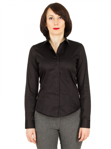 Черная приталенная женская рубашка Venturo 3002-06