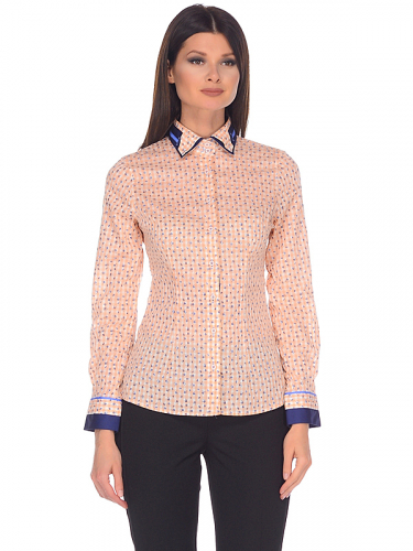 Персиковая женская рубашка Louis Fabel 4320-05 в цветочек