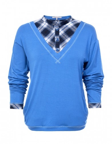 Комбинированная блуза LO арт. №11162017 -синий