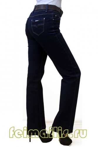 S8495--От бедра прямые синие джинсы