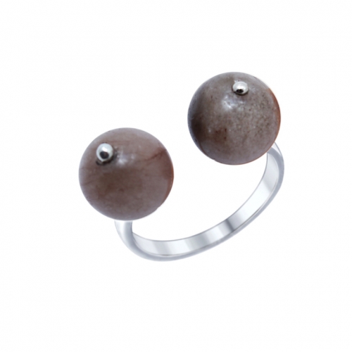 Серебряное разъемное кольцо с бусинами