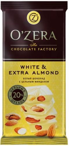 ПШ522, Шоколад O`Zera White & Extra Almond, 90 г.