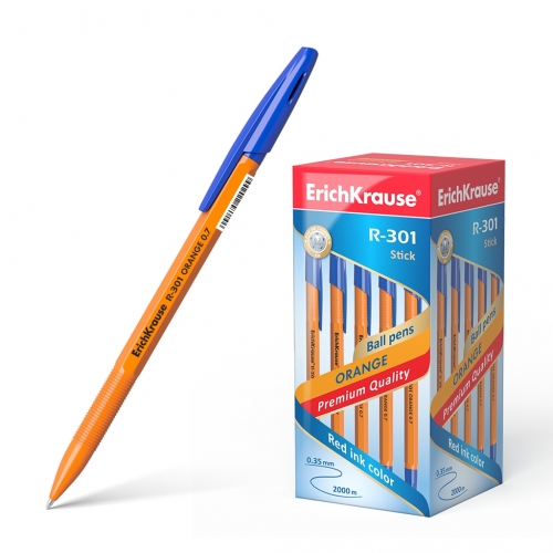 Ручка шариковая ErichKrause® R-301 Orange Stick 0.7, цвет чернил синий (в коробке по 50 шт.)