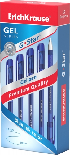 Ручка гелевая ErichKrause® G-Star® 0.5, цвет чернил синий (в коробке по 12 шт.)