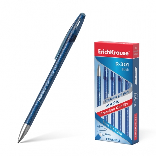 Ручка гелевая сo стираемыми чернилами ErichKrause® R-301 Magic Gel 0.5, цвет чернил синий (в коробке по 12 шт.)