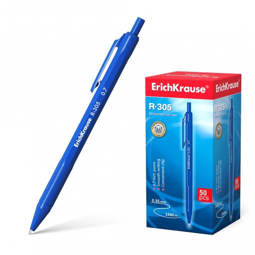 Ручка шариковая автоматическая ErichKrause® R-305, цвет чернил синий (в коробке по 50 шт.)