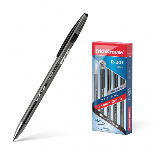 Ручка гелевая ErichKrause® R-301 Original Gel 0.5, цвет чернил черный (в коробке по 12 шт.)
