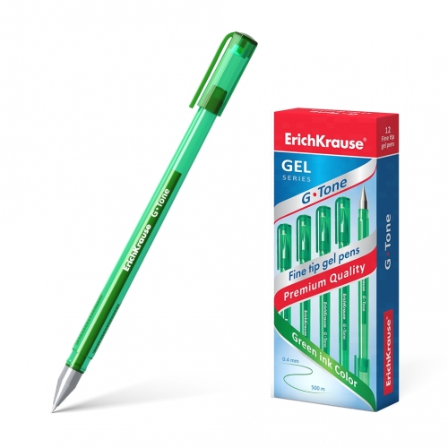 Ручка гелевая ErichKrause® G-Tone, цвет чернил зеленый (в коробке по 12 шт.)