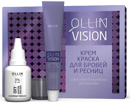 Ollin Vision set black (черный) Крем-краска для бровей и ресниц 20мл (в наборе)