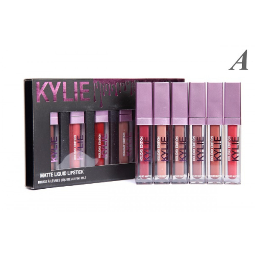 Помада жидкая матовая Kylie Holiday Edition Liquid Matte Lipstick (6шт) А розовый колпачок копия