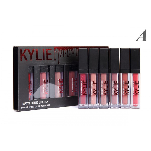 Помада жидкая матовая Kylie Holiday Edition Liquid Matte Lipstick (6шт) А черный колпачок копия