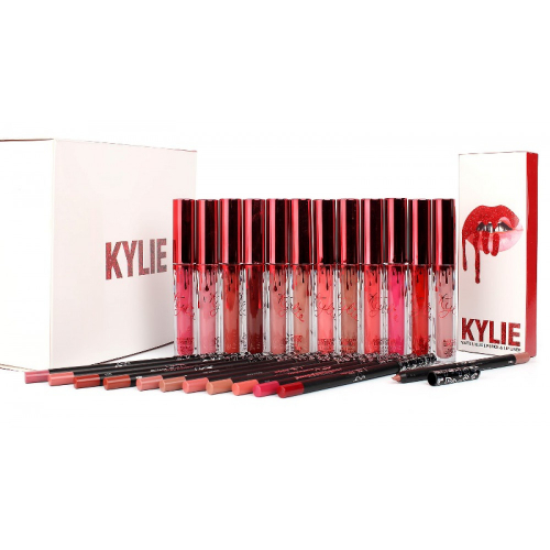 Помада жидкая матовая и карандаш Kylie Matte Liquid Lipstick and Lip Liner (12шт) копия
