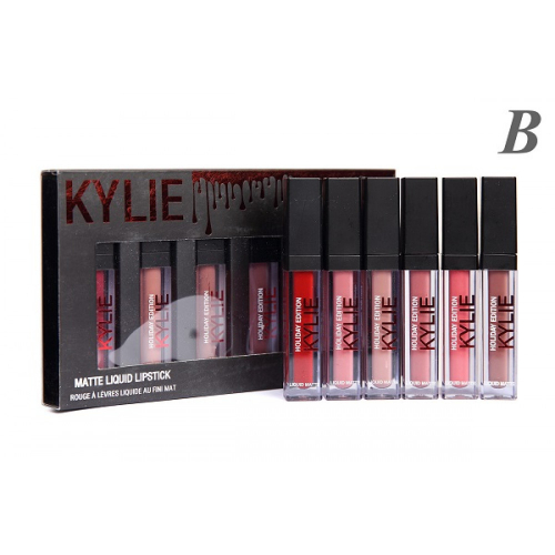 Помада жидкая матовая Kylie Holiday Edition Liquid Matte Lipstick (6шт) В черный колпачок копия