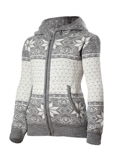 1680p.2800p. Sweater Wool Кофта детская на молнии с капюш, цвет серый с бел снеж, разм