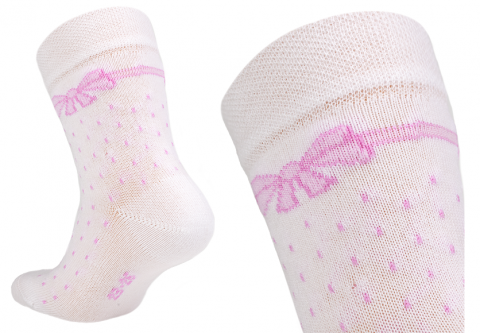 45p.106p.  Bio Cotton Носки детские из органического хлопка цвет белый в розовый горошек