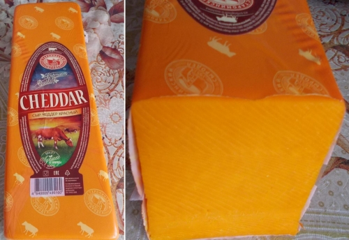 Чеддер Староминский КРАСНЫЙ сыр 50% 2,5 кг брус