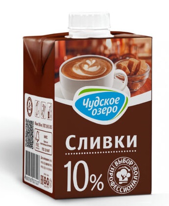 Сливки Новгород 10% 0,5л ТМ Чудское Озеро