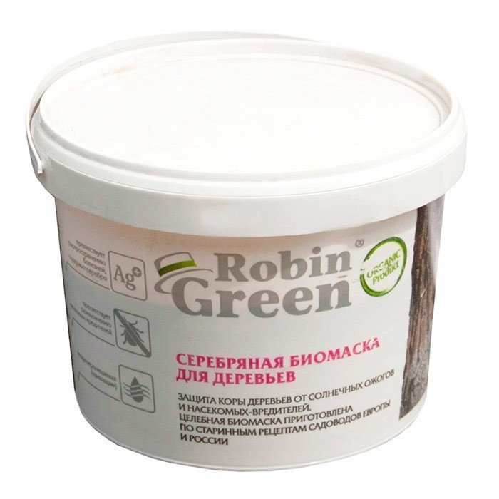 Сад. побелка Серебряная биомаска Robin Green, ведро 3,5 кг, 1 шт /(паллет 144 шт) Фаско