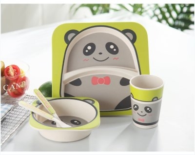 Набор детской посуды из бамбука панда