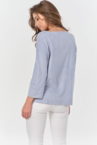 Блуза со спущенной линией плеча голубая