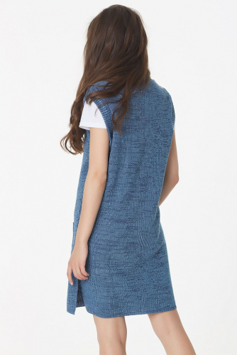 Платье-сарафан вязаное синий меланж