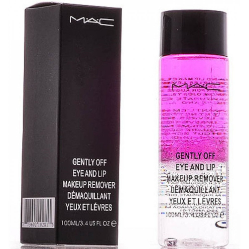 Масло двухфазное МАС Gently off eye and lip makeup remover demaquillant yeux et levres 100ml (розовое) копия