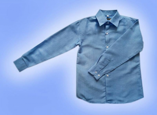 Рубашка дм РМ-772 ярко голубая в горошек