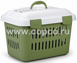 Beeztees 715039 Переноска Гулливер Миди бело-зеленая 45*33*33см