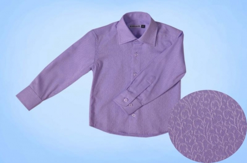 Рубашка для мальчика дошкольного возраста арт.Р530-4-150 сиреневая с рисунком по ткани