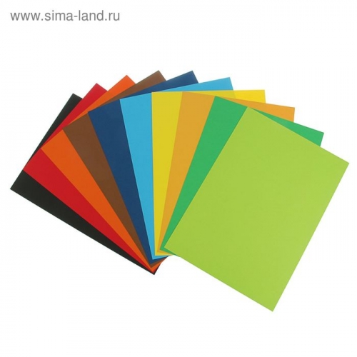 Картон цветной набор 420*297 мм Sadipal Sirio 170 г/м2 10 листов*10 цветов яркие цвета 7389