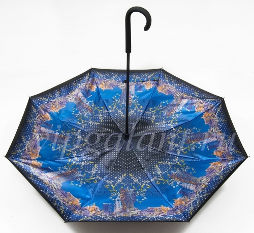 Зонт женский U1300 UTEKI трость механика зонт-наоборот сатин