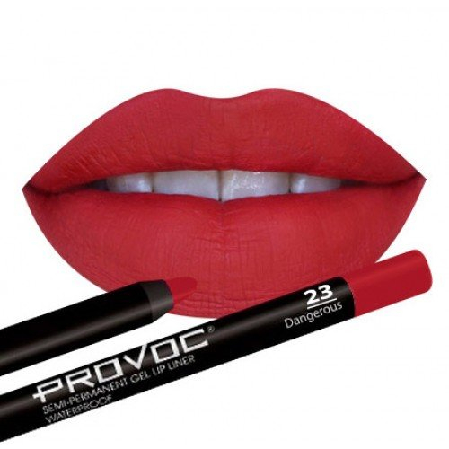 Полуперманентный гелевый карандаш для губ Provoc 23 Dangerous (кроваво-красный)