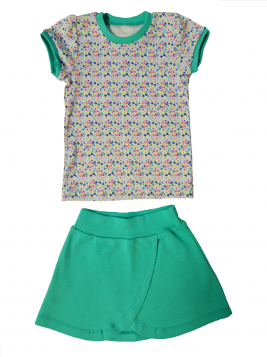 Комплект для девочки (футболка+юбка) Зеленый 710-41