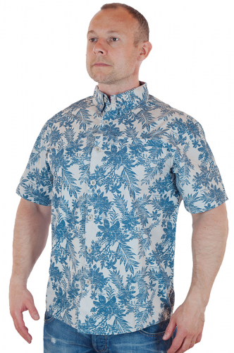 Мужская хлопковая рубашка Weird Fish  с флористическим принтом. Мягкое сочетание цвета, плотный воротник, низкая цена. Твой стиль продаётся у нас!Тр 446 ОСТАТКИ СЛАДКИ!!!!