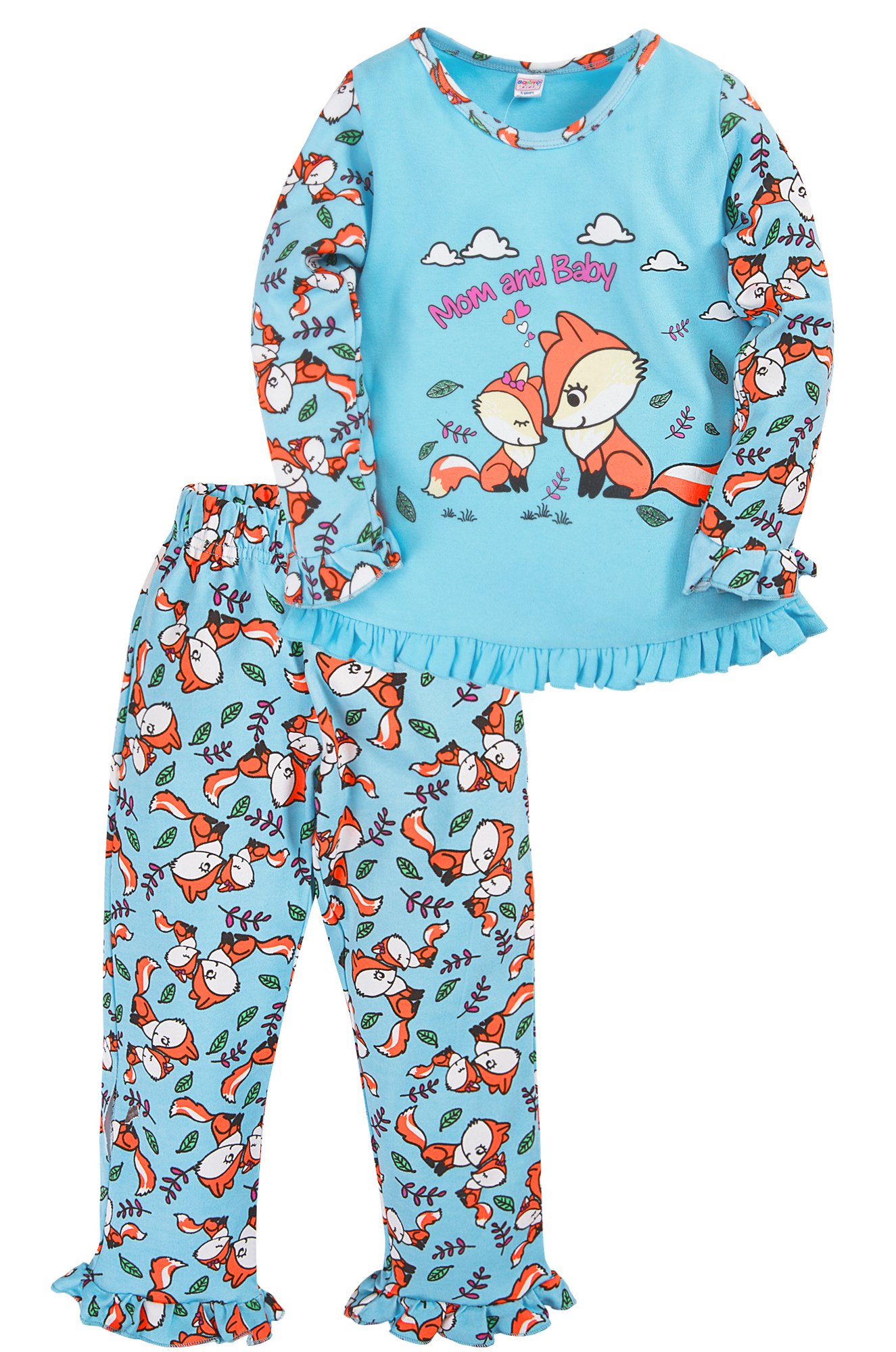 Название пижам. Пижама детская Бонито голубая. Голубая пижама для девочки. Девочка в пижаме Лисенка. Детские пижамы для девочек с лисенком.
