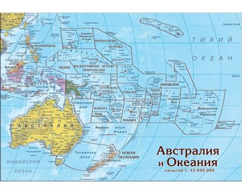 Карта-пазл Австралии и Океании (фрагменты по странам) 33х23см.